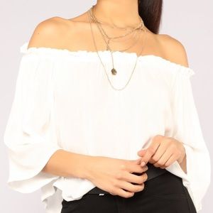 NWT. off the shoulder white top size small